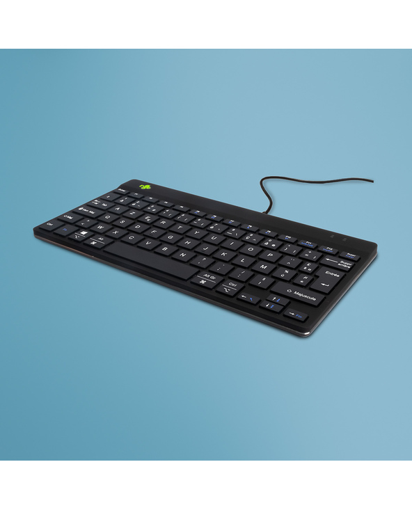 R-Go Tools Clavier ergonomique R-Go Compact Break, clavier compact avec logiciel de pause,AZERTY (FR), Filaire, noir