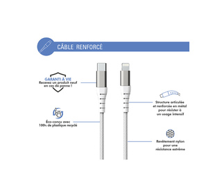 BIG BEN FPLICMFI2MRW câble Lightning 2 m Blanc