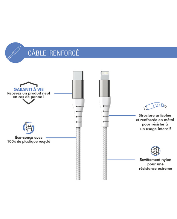 BIG BEN FPLICMFI2MRW câble Lightning 2 m Blanc