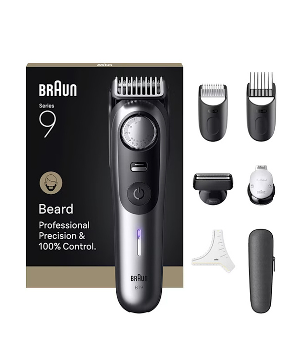 Braun BeardTrimmer 9 BT9520 tondeuse à barbe Batterie 52 2 cm Mouillé & sec Noir, Gris