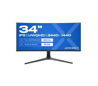 JAPANNEXT JN-IPS340UWQHD60C-C65W-HS 34" LCD UltraWide Quad HD 5 ms Noir, Argent