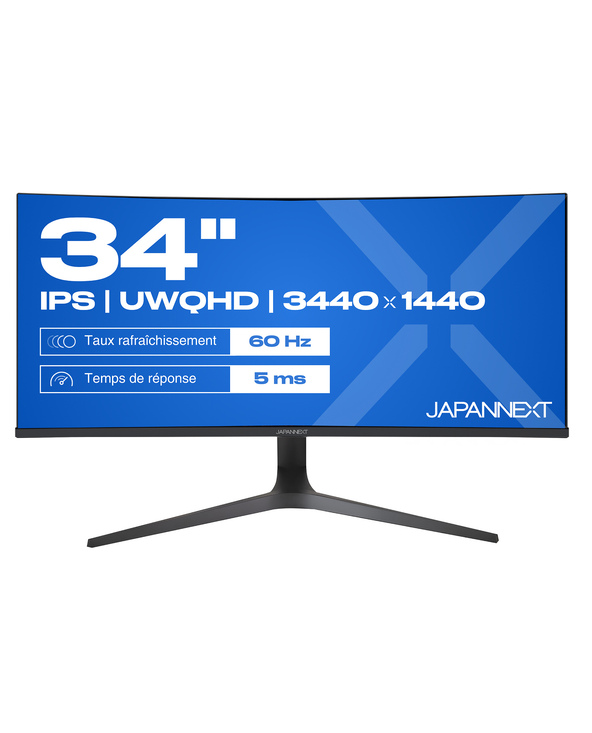 JAPANNEXT JN-IPS340UWQHD60C-C65W-HS 34" LCD UltraWide Quad HD 5 ms Noir, Argent