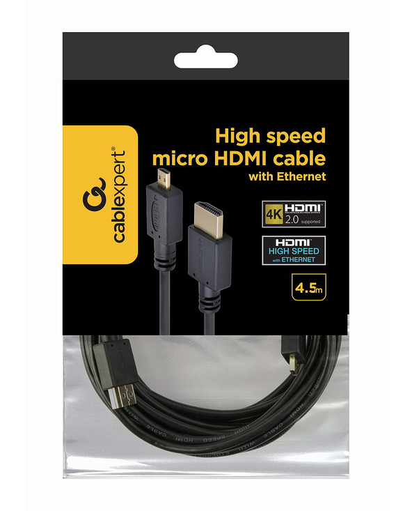 Gembird 4.5m HDMI-M/micro HDMI-M câble HDMI 4,5 m HDMI Type A (Standard) HDMI Type D (Micro) Noir