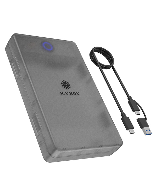 ICY BOX Spade Base 388 Boîtier disque dur/SSD Noir, Transparent 2.5/3.5"