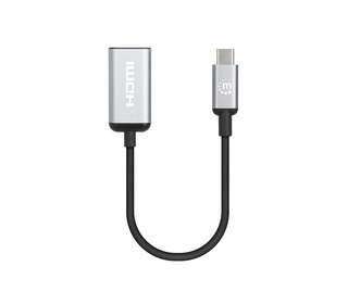 Manhattan 153706 câble vidéo et adaptateur 0,15 m USB Type-C HDMI Type A (Standard) Noir, Argent