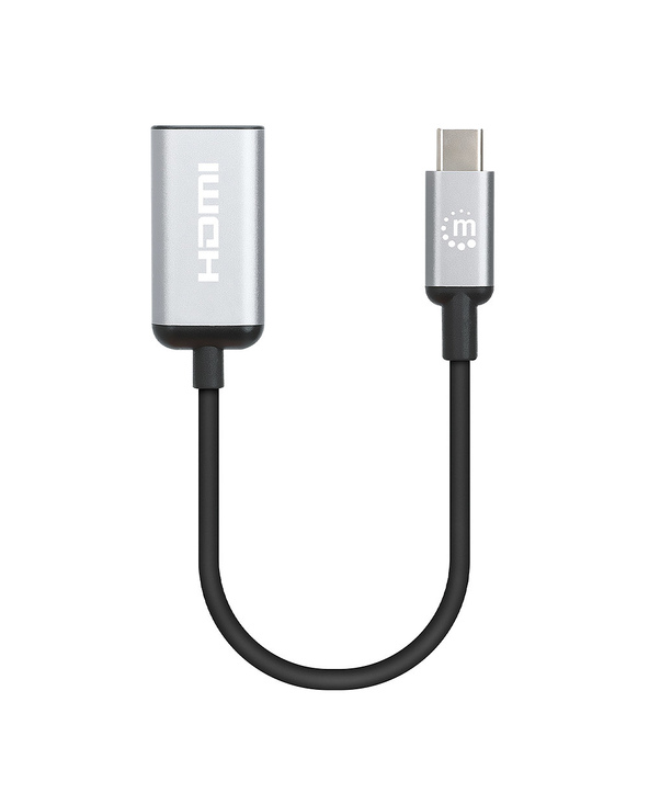 Manhattan 153706 câble vidéo et adaptateur 0,15 m USB Type-C HDMI Type A (Standard) Noir, Argent