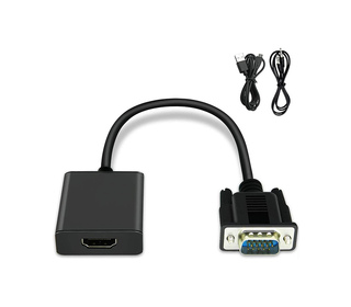 DLH DY-TU4805 câble vidéo et adaptateur 0,25 m VGA (D-Sub) HDMI Noir