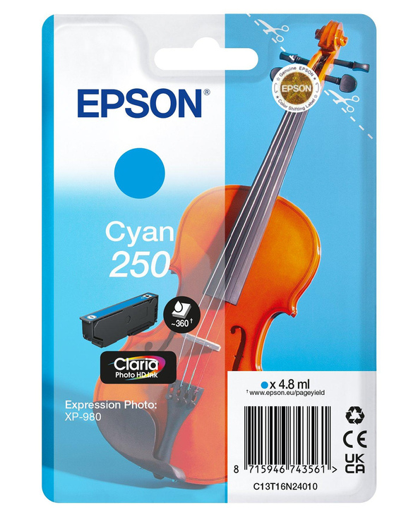 Epson 250 Violin Claria Photo HD cartouche d'encre 1 pièce(s) Original Cyan
