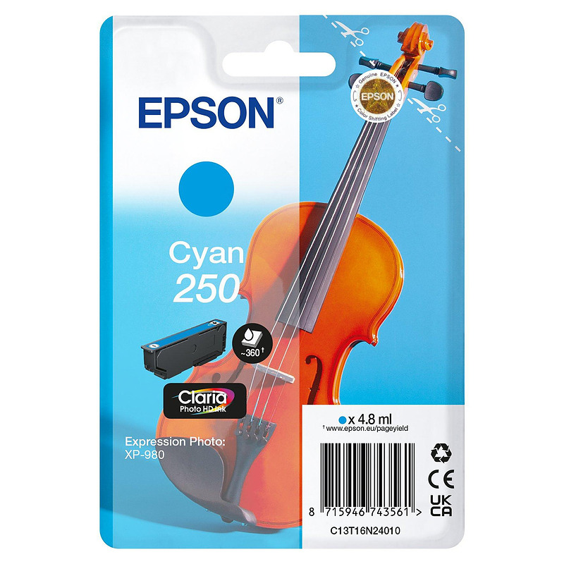 Epson 250 Violin Claria Photo HD cartouche d'encre 1 pièce(s) Original Cyan