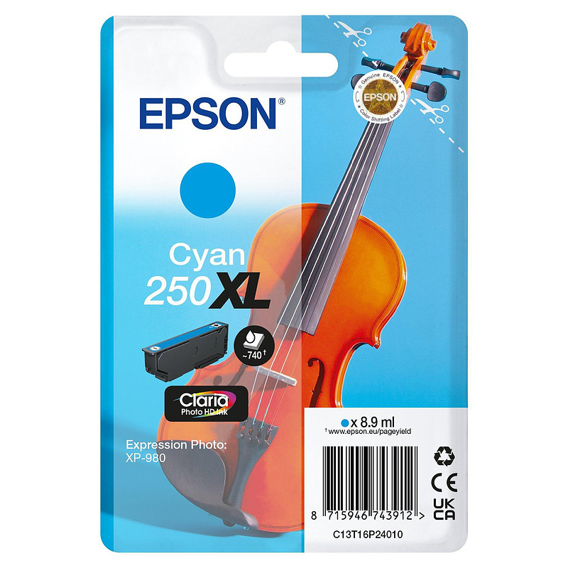 Epson 250XL Violin Claria Photo HD cartouche d'encre 1 pièce(s) Original Rendement élevé (XL) Cyan