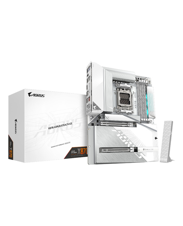 GIGABYTE X870 AORUS STEALTH ICE Carte Mère – Prend en charge les processeurs AMD Ryzen 9000, VRM numérique 16+2+2 phases, jusqu’