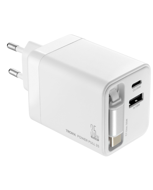 TROIKA CHA35 Smartphone, Tablette Blanc Secteur Charge rapide Intérieure