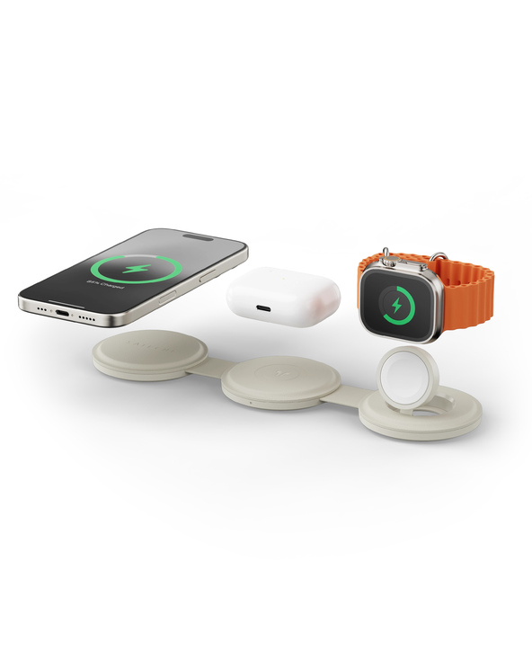 Satechi OntheGo 3-in-1 Casque, Smartphone, Smartwatch Blanc USB Recharge sans fil Charge rapide Intérieure