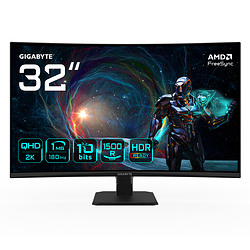 GIGABYTE GS32QCA 31,5" MONITEUR GAMING INCURVÉ QHD - 2560 X 1440, 180HZ, 1MS, 250 CD/M², FREESYNC, HDR READY, HDMI 2.0, DISPLAYP