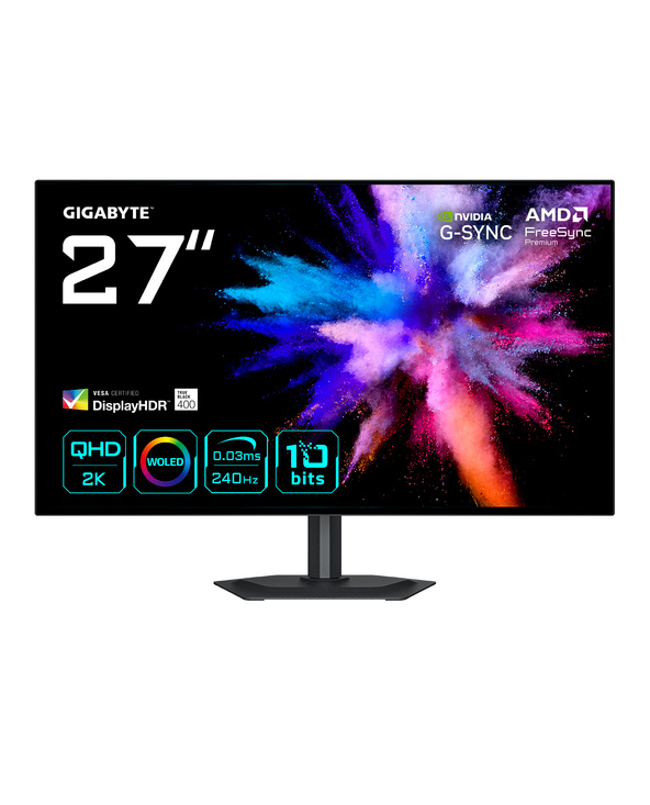 GIGABYTE GO27Q24G MONITEUR GAMING OLED 27” 2K QHD - 2560 X 1440, 240HZ, 0.03MS, 275 CD/M², FREESYNC PREMIUM, G-SYNC COMPATIBLE, 