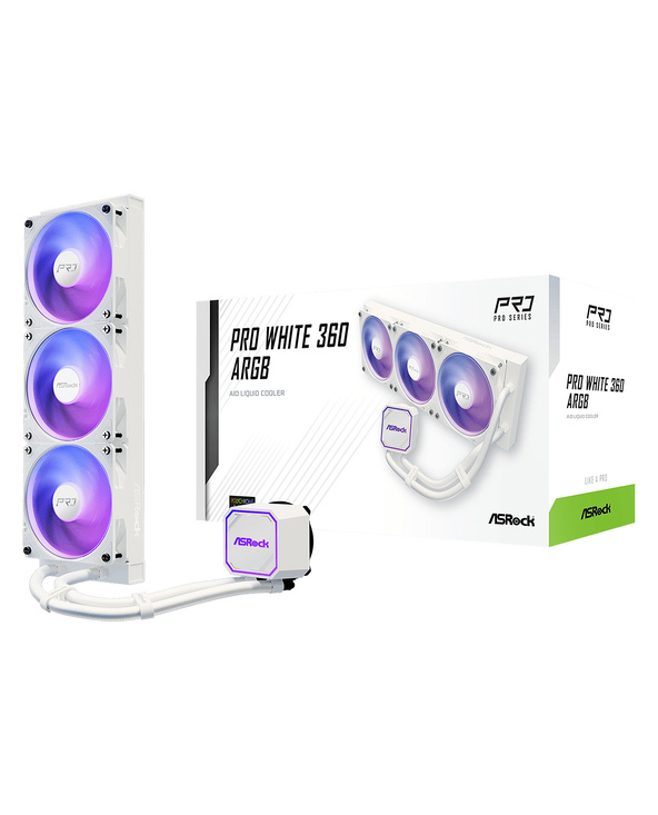 Asrock Pro White 360 ARGB Processeur Kit watercooling 12 cm Blanc