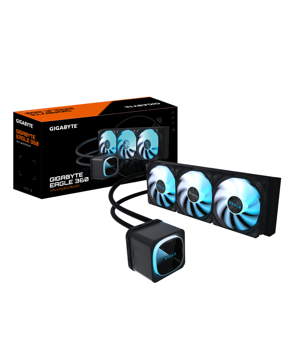 GIGABYTE EAGLE 360 Système de Refroidissement Liquide pour CPU - 3x120mm Ventilateurs ARGB, écran LCD couleur, DAISY-CHAIN, Comp