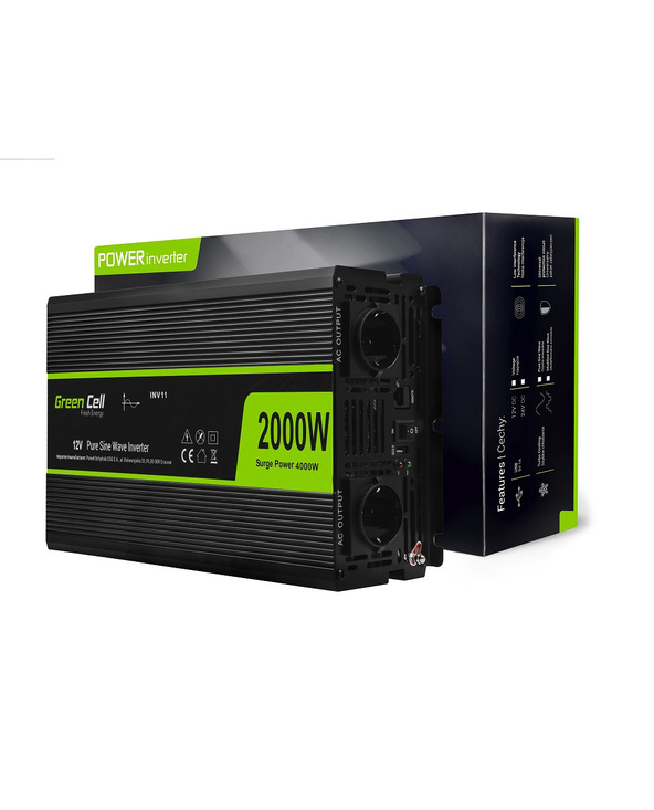Green Cell INV11 adaptateur de puissance & onduleur Auto 2000 W Noir