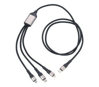 TROIKA DREIZACK PRO câble USB 1,2 m USB C USB C/Micro USB-A/Lightning 100 W Noir, Gris