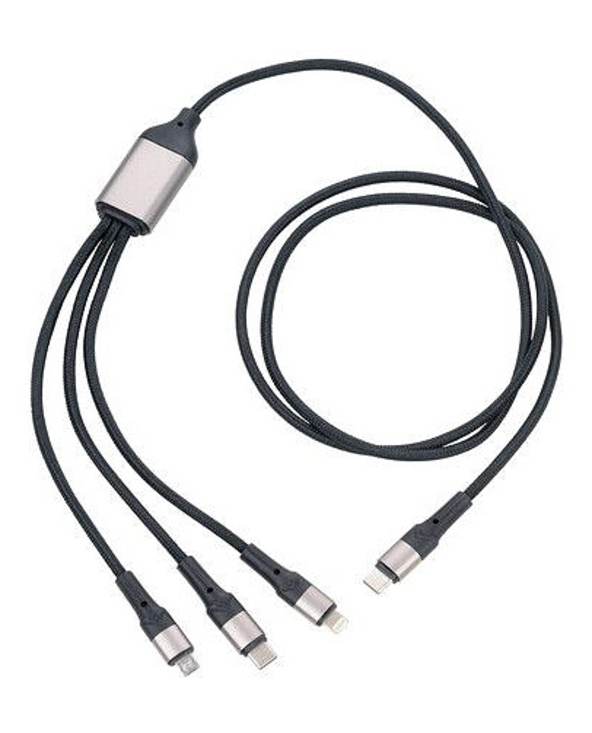 TROIKA DREIZACK PRO câble USB 1,2 m USB C USB C/Micro USB-A/Lightning 100 W Noir, Gris