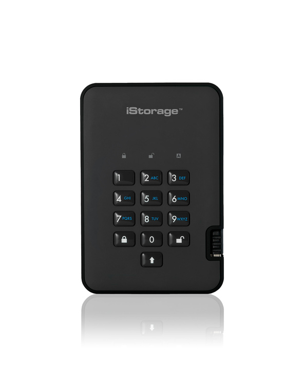 iStorage diskAshur2 256-bit 4TB USB 3.2 secure encrypted solid-state drive - Black IS-DA2-256-SSD-4000-B