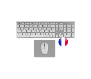 Tacens 6ZENITHWFR clavier Souris incluse maison/bureau RF sans fil AZERTY Français Argent, Blanc