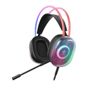Deltaco Gaming GAM-186 casque Avec fil Arceau USB Type-A Noir, Transparent
