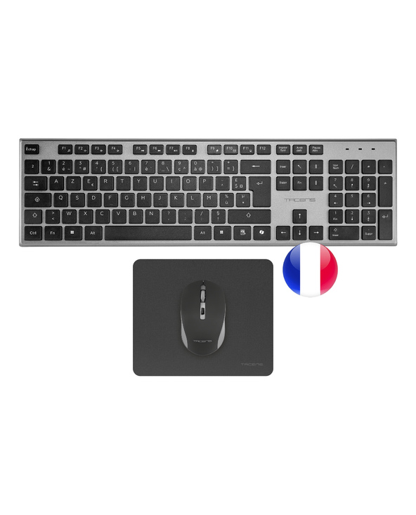Tacens 6ZENITHFR clavier Souris incluse maison/bureau RF sans fil AZERTY Français Gris