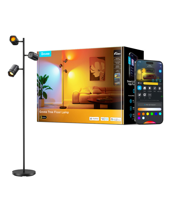 Govee Tree Floor Lamp Éclairage de plancher intelligent Wi-Fi/Bluetooth 72 W
