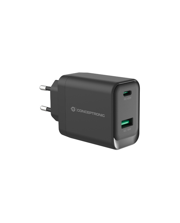 Conceptronic ALTHEA20B45 chargeur d'appareils mobiles Universel Noir Secteur Charge rapide Intérieure