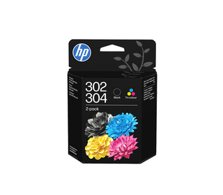 HP 302/304 Cartouche d’encre Combo Trois couleurs/Noir (pack de 2)
