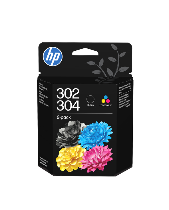 HP 302/304 Cartouche d’encre Combo Trois couleurs/Noir (pack de 2)