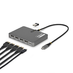 StarTech.com QUAD-USB-DP-ADAPT station d'accueil Avec fil USB 3.2 Gen 1 (3.1 Gen 1) Type-C Gris