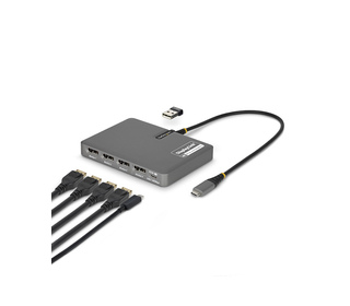 StarTech.com QUAD-USB-DP-ADAPT station d'accueil Avec fil USB 3.2 Gen 1 (3.1 Gen 1) Type-C Gris