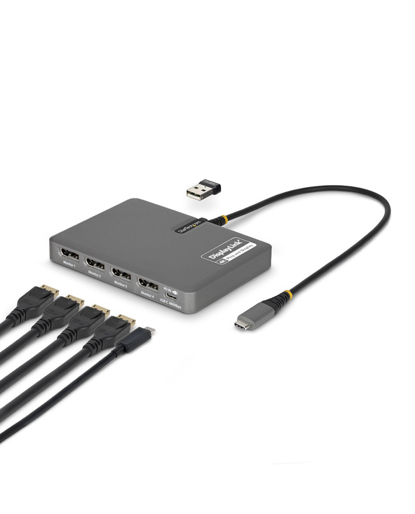 StarTech.com QUAD-USB-DP-ADAPT station d'accueil Avec fil USB 3.2 Gen 1 (3.1 Gen 1) Type-C Gris