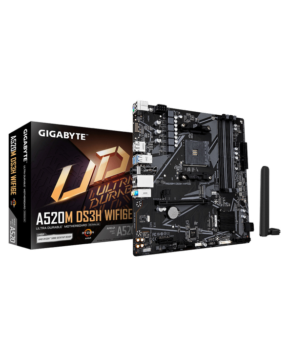 GIGABYTE A520M DS3H WIFI6E Carte Mère – Compatible avec les processeurs AMD Ryzen 5000 Series AM4, jusqu’à 4733 MHz DDR4 (OC), 1