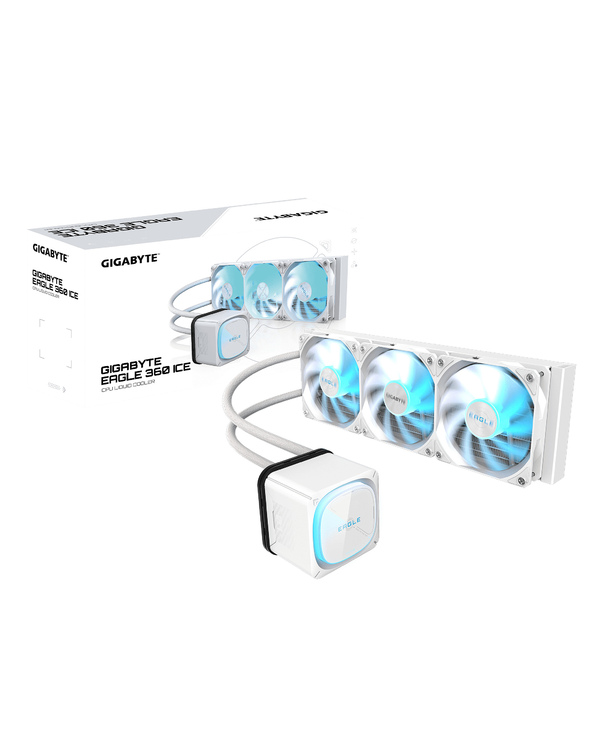 GIGABYTE EAGLE 360 ICE Système de Refroidissement Liquide pour CPU - 3x120mm Ventilateurs ARGB, écran LCD couleur, DAISY-CHAIN, 