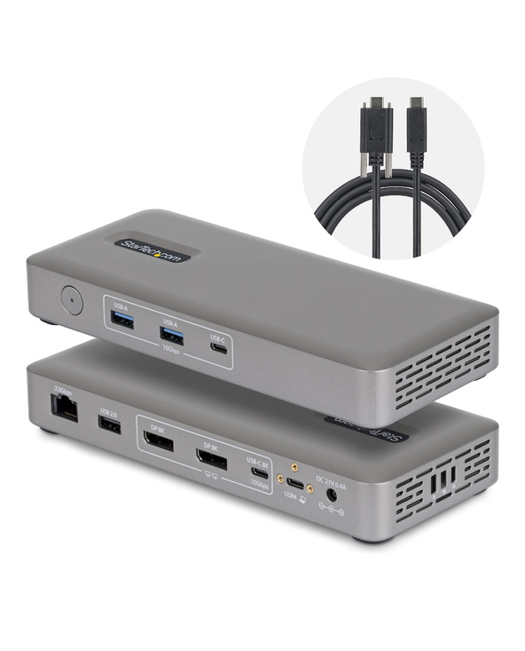 StarTech.com Station d'Accueil USB4, Double Sortie 4K Sans Pilote pour macOS et Windows, Station d'Accueil USB-C Universelle ave