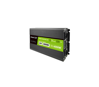 Green Cell Przetwornica napicia PowerInverter LCD 24 V 3000W/60000W Przetwornica samochodowa z wywietlaczem - czysty sinus adapt
