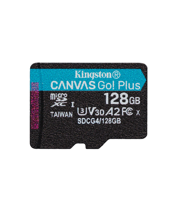 Kingston Technology Carte microSDXC Canvas Go Plus Gen4 200R A2 U3 de 128 Go, pack unique sans ADP
