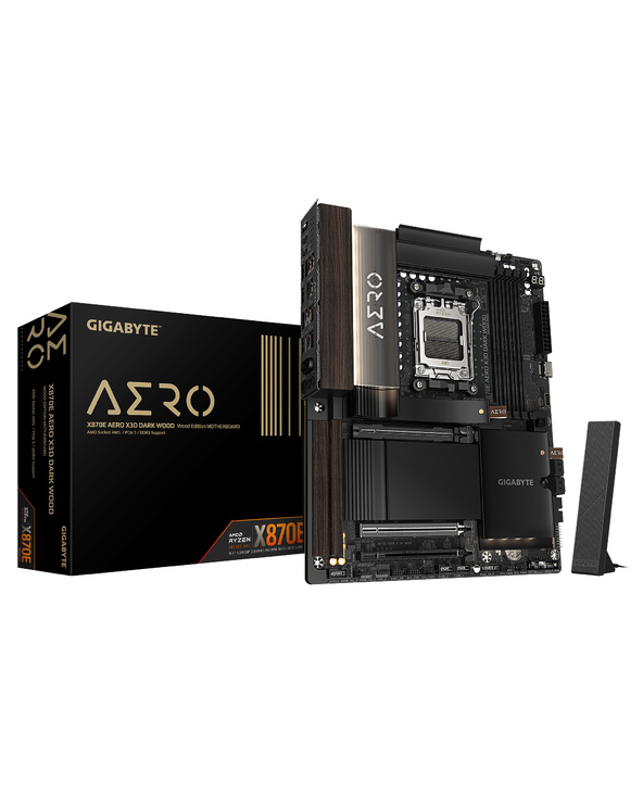 GIGABYTE X870E AERO X3D DARK WOOD Carte Mère – Compatible avec les processeurs AMD Ryzen 9000, VRM numérique 16+2+2 phases, jusq