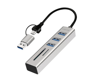 LogiLink UA0445 hub & concentrateur USB 3.2 Gen 1 (3.1 Gen 1) Type-A + Type-C 5000 Mbit/s Gris