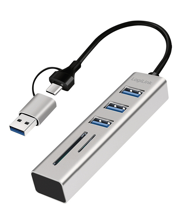 LogiLink UA0445 hub & concentrateur USB 3.2 Gen 1 (3.1 Gen 1) Type-A + Type-C 5000 Mbit/s Gris