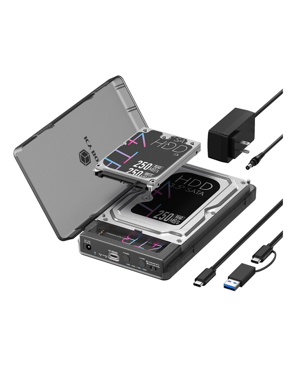 ICY BOX IB-3882MSCL-CU31 Boîtier disque dur/SSD Noir M.2/2.5"/3.5"