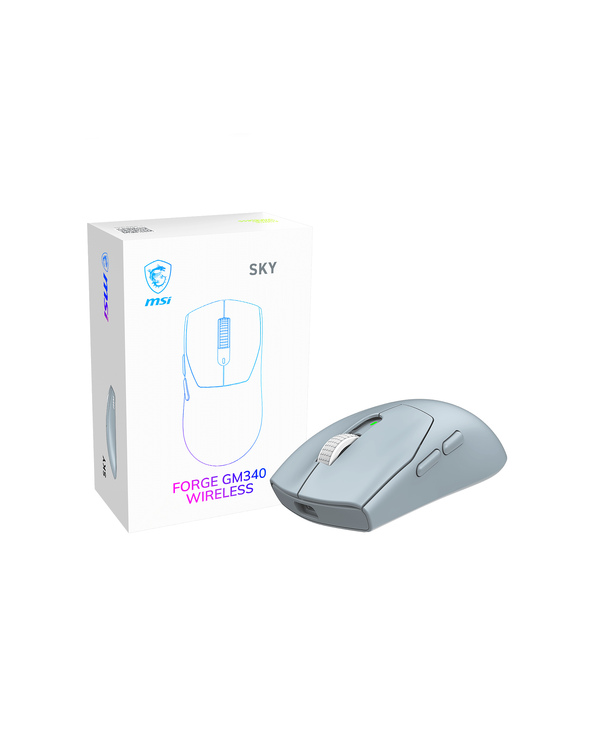 MSI Forge Gm340 Wireless Sky souris Gaming Ambidextre RF sans fil + Bluetooth Optique 12000 DPI