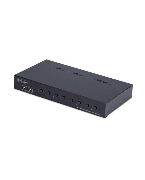 StarTech.com Commutateur KVM DisplayPort 8 Ports avec Kit de Montage en Rack 1U, DP 1.2 4K 60Hz, Commutation par Bouton-Poussoir