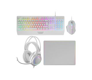 Mars Gaming MCP124PRO clavier Souris incluse USB AZERTY Français Blanc