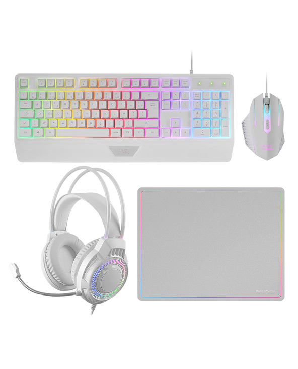 Mars Gaming MCP124PRO clavier Souris incluse USB AZERTY Français Blanc