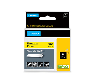 DYMO Rhino Étiquettes industrielles | Nylon flexible | rouleau de 24 mmx3,5 m | autocollantes impression en noir sur fond jaune 