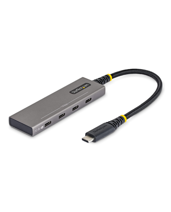 StarTech.com Hub USB-C à 4 Ports, 10 Gbps, Recharge PD 100 W, 4 Ports USB-C, Protection contre les Surintensités, Aluminium PCR,